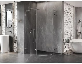 Mexen Lunar, L polkruhový sprchový kút naklápací doľava 100 x 90 cm, 8mm číre sklo, chrómový profil, 833L-100L-090P-01-00