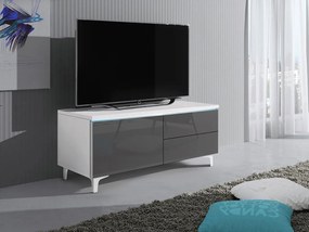 TV stolík Cleo XI-W L, Farby: biela / šedý lesk
