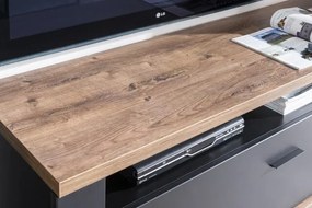 Obývacia stena Boston, čierna/dub ribbeck, s osvetlením