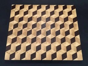 AMADEA Drevená doštička servírovacia mozaika, masívna drevo-škárovka z 3 druhov drevín, 29x27x2,5 cm