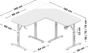Herný rohový stôl Hero 7.3 biely