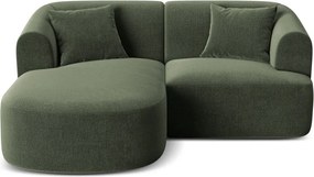 Zelená zamatová rohová pohovka (ľavý roh/s leňoškou) Campi – Cosmopolitan Design