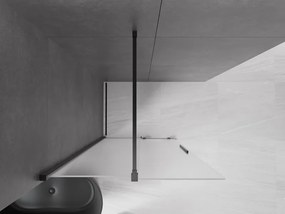 Mexen Velar, sprchová zástena s posuvnými dverami Walk-in 80 x 200 cm, 8mm sklo námraza, čierna matná, 871-080-000-33-70