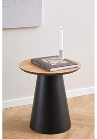 Čierno-prírodný okrúhly konferenčný stolík s doskou v dubovom dekore ø 45 cm Soli – Actona