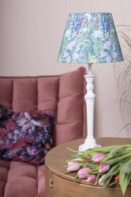 Biela stolná lampa so zeleným kvetovaným tienidlom Violé - Ø 24*52 cm E27/max 1*60W