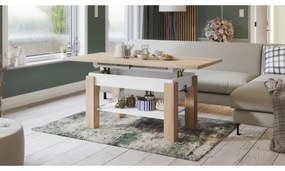 Rozkladací konferenčný/jedálenský stôl s policou ADONIS dub sonoma/biela