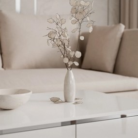 KONFERENČNÝ STOLÍK NESSIE 2 BIELY LESK + STRIEBORNÝ 90 cm