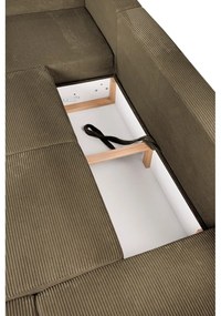 Zelená menčestrová rozkladacia rohová pohovka (pravý roh/do tvaru "U") Tori – Bonami Selection