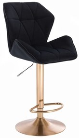 LuxuryForm DESIGN Barová stolička MILANO MAX VELUR na zlatom tanieri - čierna