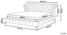 Zamatová posteľ 180 x 200 cm sivá CAVAILLON Beliani