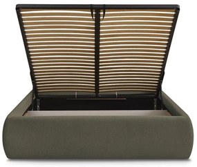 Tmavozelená čalúnená dvojlôžková posteľ s úložným priestorom/bez čela s roštom 180x200 cm Inera – Bobochic Paris