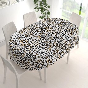 Biante Bavlnený oválny obrus Sandra SA-409 Leopardí vzor na bielom 80x120 cm