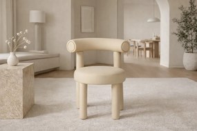Designová jídelní židle Leith umělá kůže krémová
