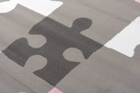 Detský koberec PINKY Z414C Puzzle sivý, ružový