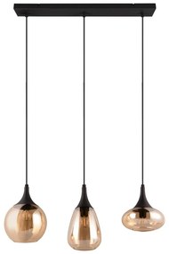 Čierno-oranžové závesné svietidlo so skleneným tienidlom Lumina – Trio
