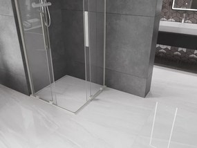 Mexen Velar L Duo, sprchový kút s posuvnými dverami 90 x 90 cm, 8mm číre sklo, brúsená oceľ, 871-090-090-02-03-97