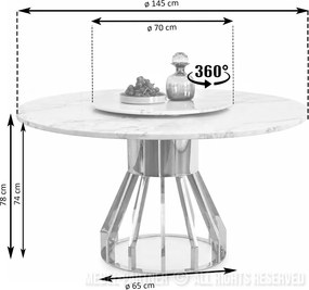 Okrúhly mramorový stôl TANSU 145 béžový mramor + otočný podnos