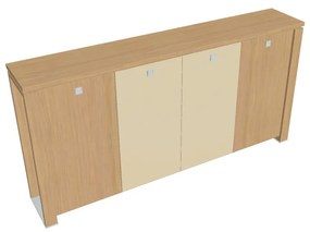 Stredná šatníková skriňa Verno+ S 260 x 46 x 130 cm, kombinované dvere, dub svetlý / vanilka