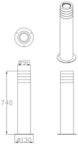 Vonkajšia lampa RINO 1xE27/12W/230V IP54 74 cm čierna