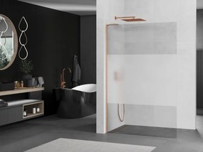 Mexen Kioto L, sprchová zástena Walk-In 70 x 200 cm, 8mm číre sklo-námraza, medený matný profil, 800-070-103-65-35