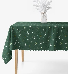 Goldea vianočný hranatý teflónový obrus - hviezdičky na zelenej 100 x 100 cm