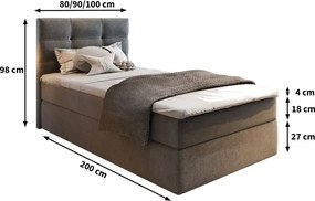 AKCIA Čalúnená posteľ boxspring GLORIEN VELVET 100x200 cm tyrkysová II. akosť Matrac: Matrac Bonell pružinový