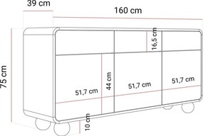 Dizajnová komoda PASCAL 160 cm