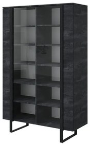 Vitrína Verica 120 cm - charcoal / čierne nožičky