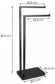 Erga Roki, dvojramenný vešiak na uteráky 30,5x20,5x80,5 cm, čierna matná, ERG-YKA-P.ROKI-BLK