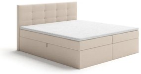 Čalúnená posteľ EMBER 180x200 cm s matracmi, topperom a úložným priestorom, béžová
