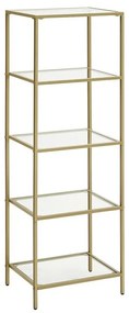 Stojanová polica VASAGLE LGT029A01 – zlatý rám a 5 sklenených políc