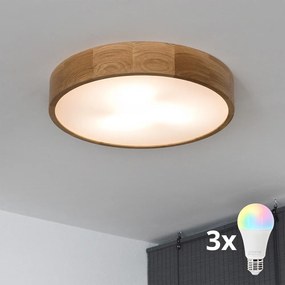 Brilagi - LED RGBW stmievateľné stropné svietidlo CARVALHO 3xE27/15W/230V Wi-Fi dub, priemer 47,5