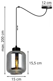 Závesné svietidlo NOVALJA SPIDER, 1x grafitové sklenené tienidlo
