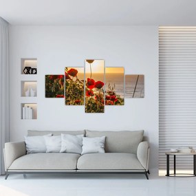 Obraz západu slnka s vlčími makmi (125x70 cm), 40 ďalších rozmerov