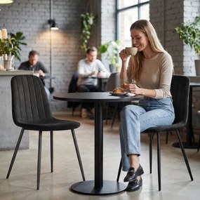 Jedálenská stolička LUMO zamatová, čierna / čierne nohy