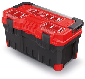 Kufor na náradie s kovovým držadlom 55,4 × 28,6 × 27,6 cm, červená