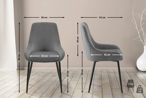 Jedálenská stolička Elmira - zamat, čierny rám - Tmavo sivá