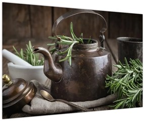 Obraz - Kanvička s rozmarínom (90x60 cm)