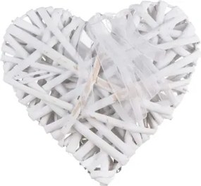 Dekorácia Prútené srdce 15x15 cm, biele%