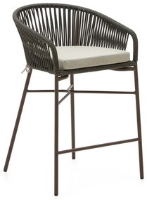 Zelená kovová/polstrovaná záhradná barová stolička Yanet – Kave Home