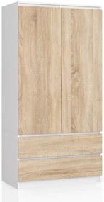 Skriňa S 90 cm 2D 2SZ CLP biela / sonoma