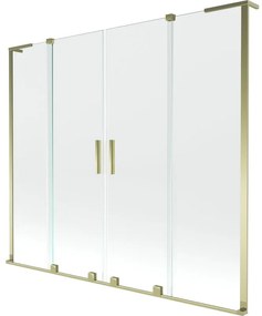 Mexen Velar L Duo, 2-krídlová posuvná vaňová zástena 200 x 150 cm, 8mm číre sklo, zlatá lesklá, 896-200-003-02-50