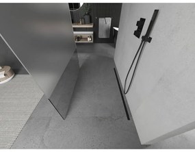 Mexen Kioto, priechodná sprchová zástena 100 x 200 cm, 8mm sklo číre/námraza, 2x čierna stabilizačná rozpera, 800-100-002-70-35