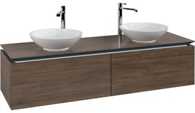 VILLEROY &amp; BOCH Legato závesná skrinka pod dve umývadlá na dosku, 2 zásuvky, 1600 x 500 x 380 mm, Arizona Oak, B59900VH