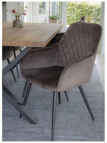 Svetlohnedé čalúnené jedálenské kreslá v súprave s podrúčkami 2 ks Harbo – House Nordic