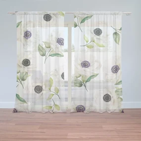 Sablio Záclony Biele sasanky: 2ks 150x250cm