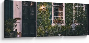 Obraz - Doma z prechádzky (s hodinami) (90x30 cm)