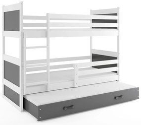 Interbeds Poschodová posteľ Rico 3 trojmiestna biela 200cm x 90cm sivá