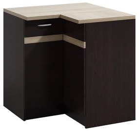 Rohová kuchyňská skříňka Livia 90 cm pravá tmavě hnědá/dub sonoma