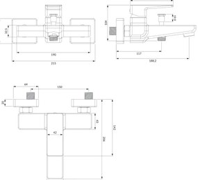 OMNIRES PM7430BL - Vaňová batéria PARMA matná čierna